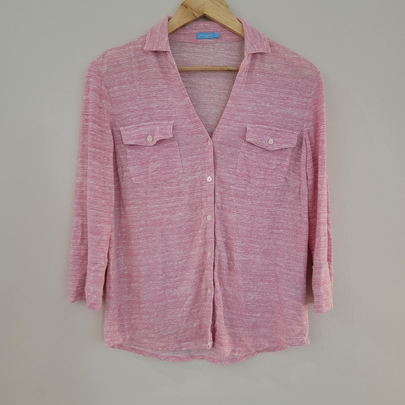 J. Mclaughlin  S Brynn Pink Collared Top - Picture 4 of 7